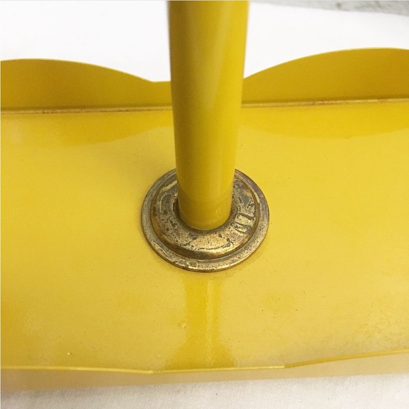VINTAGE Mustard Yellow & Brass Retro Condiment Holder - Picture 4 of 14
